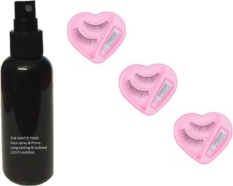 btnt FIXER WITH REUSABLE FALSE EYELASHES WITH GLUE(4 Items in the set)