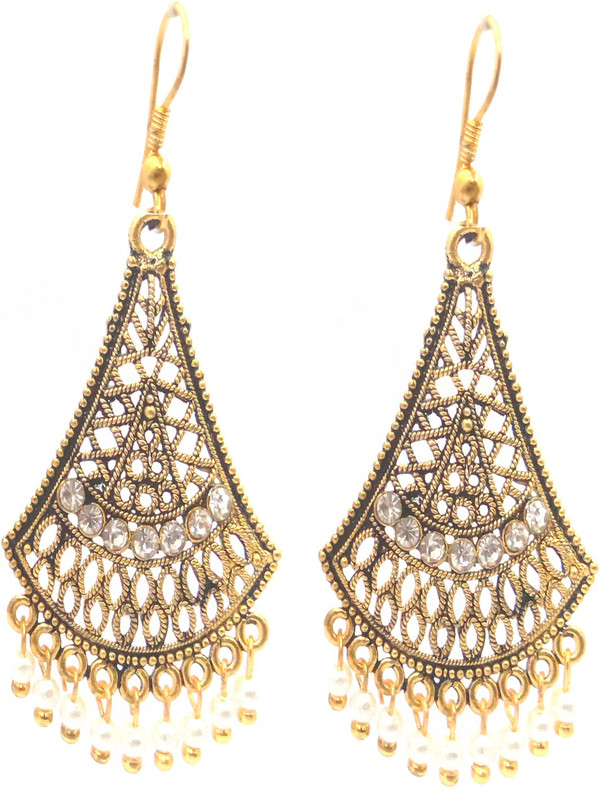 siddhi art jewellery antique Earrings Gold Oxidised with Diamond party wear for womans Diamond Metal Drops & Danglers