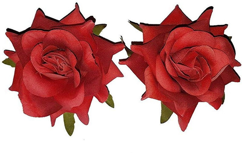saan Rose Flower Hair Clip/juda Accessories For Women, 2 Pcs Hair Clip(Red)