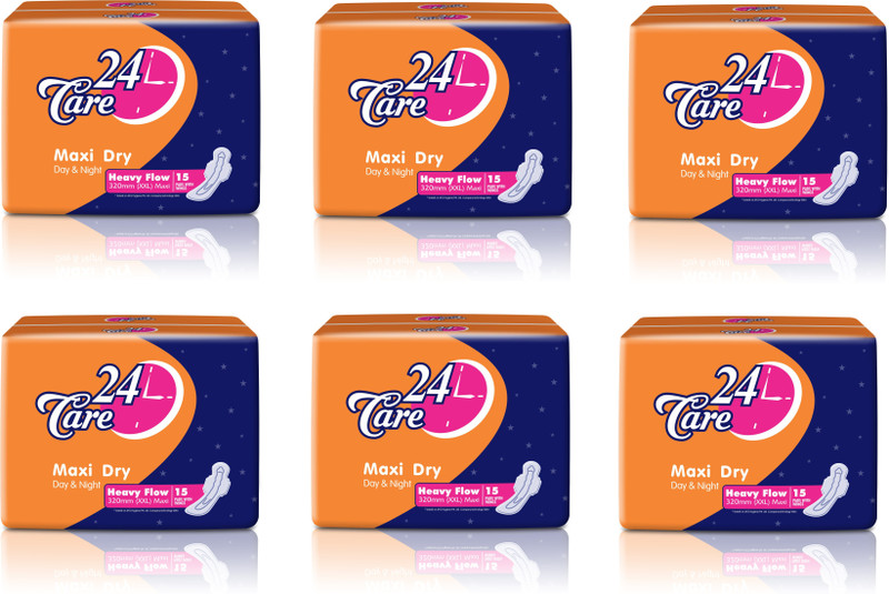 24 care Maxi Dry Day & Night Heavy Flow Sanitary Pad(Pack of 90)