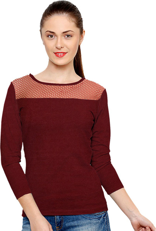 couple world Washed Women Boat Neck Maroon T-Shirt