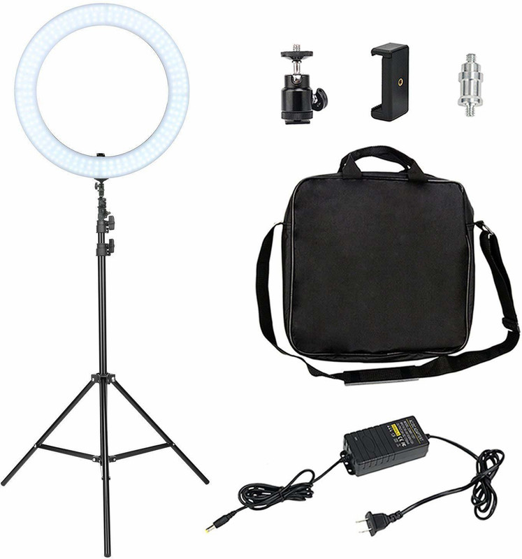 IMMUTABLE Ring Light 18 inch with Stand, 55W 5500K Dimmable LED Kit, Ring Light with Stand, AC Power Adapter and Carrying Bag, For Camera, Smartphone,YouTube,Self Portrait Shooting 1 lx Camera LED Light(Batteries Included)