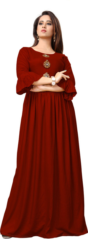 appex Women Gown Maroon Dress