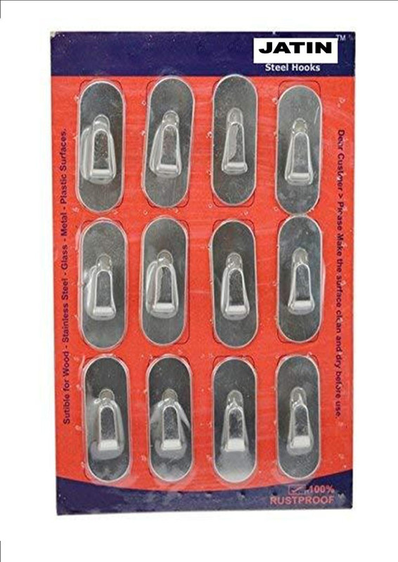 jatin Multipurpose Adhesive Tape Hook,Wall Hooks 24 - Pronged Hook(Pack of 24)