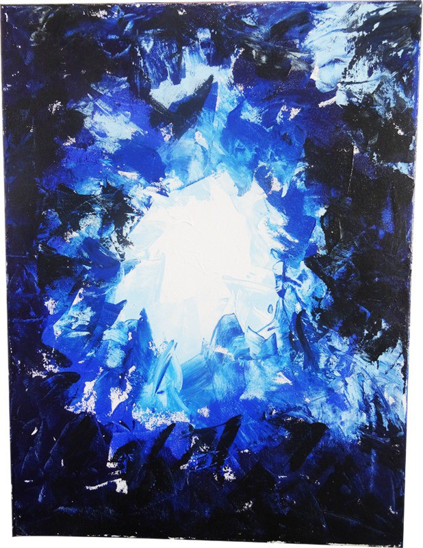 vgocart Magical Blue Abstract Art Abstract Painting Canvas 23.5 inch x 18 inch Painting