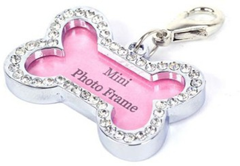 Nema Fashion Bone Rhinestone Identity Card Bone Pendant Dog Chain Slip Collar(Small, Pink)