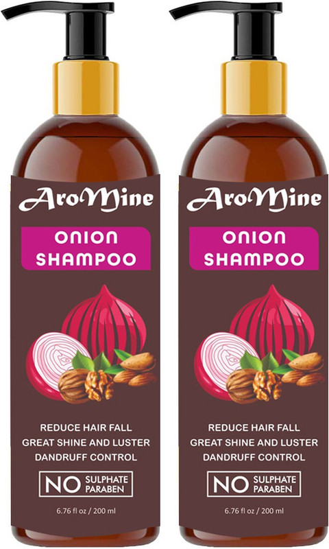 AroMine Red ONION Shampoo For Hair Growth, Hair Fall, Anti Dandruff-200ml-Packof-2-bottle-(400ml)(400 ml)