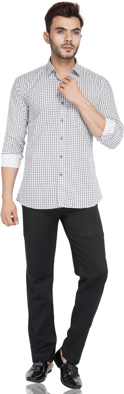 am2pm Men Printed Casual White Shirt