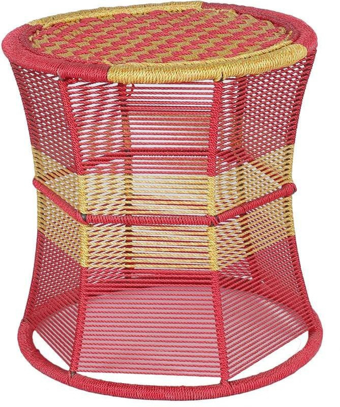 rajasthani handmade mudda Stool(Red)