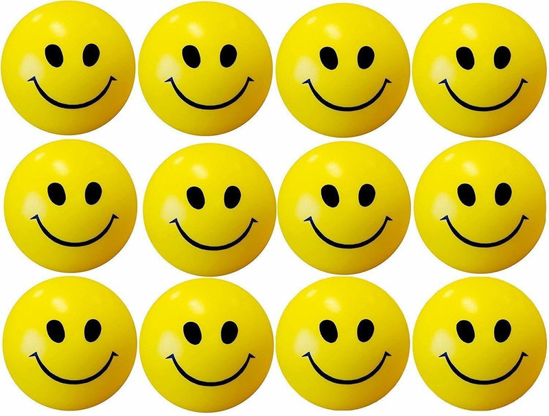 Arham Smiley face Squeeze Soft Foam Ball for Kids Pack of 12 Ball - 34 mm(Yellow)