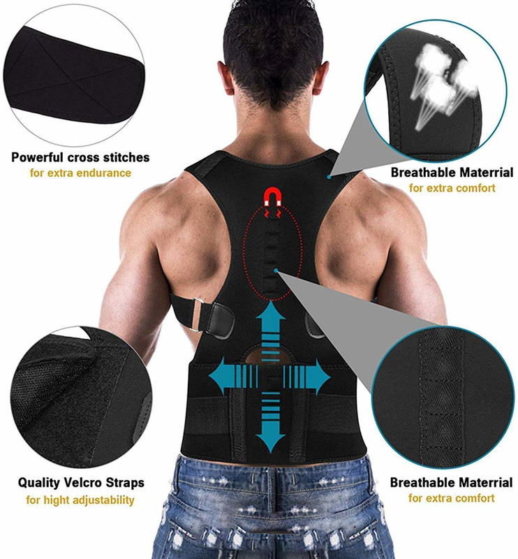 vol mart Real Doctor Posture Belt Back Support(Black)