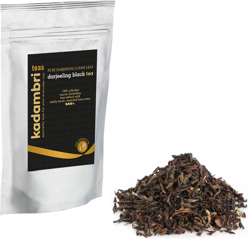 kadambri Pure Darjeeling Long Black Tea Leaves from Himalayas Black Tea Pouch(100 g)