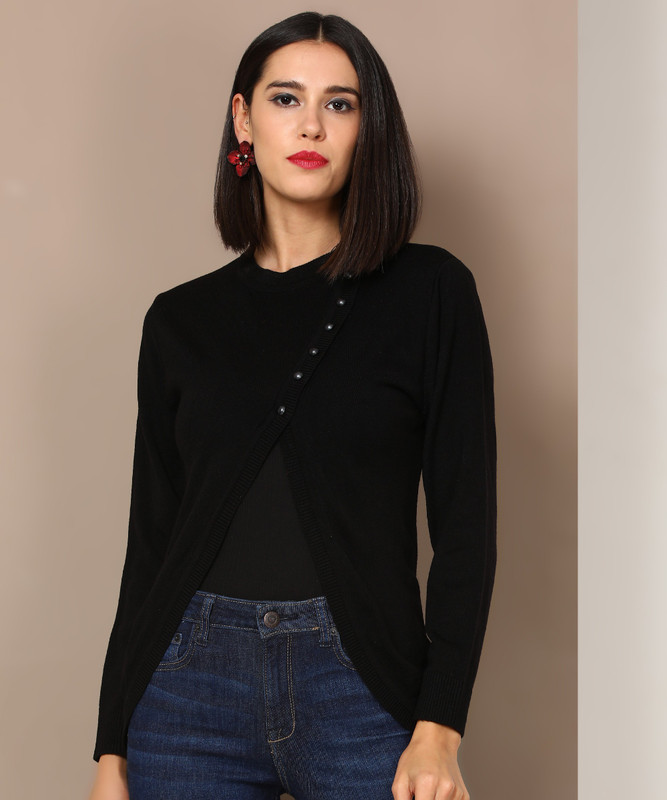 avirate Women's Button Solid Cardigan