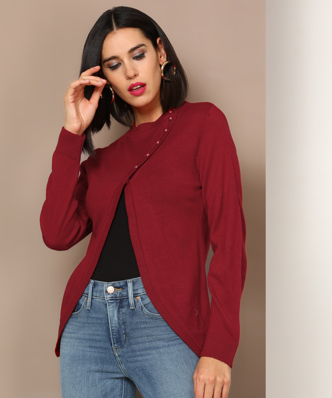 avirate Women's Button Solid Cardigan