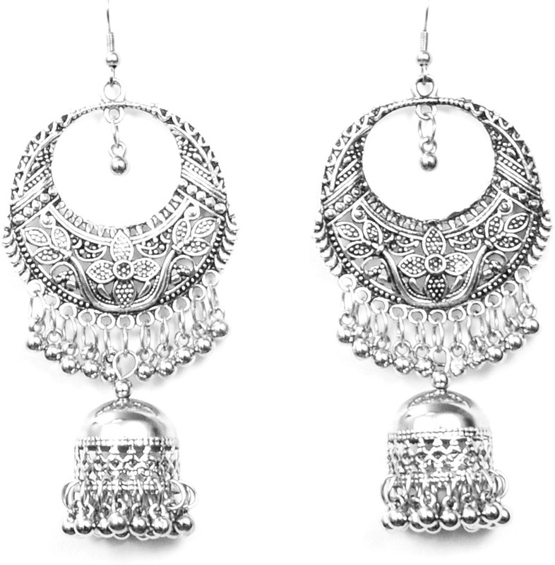 demodafashionjewellery party wear silver earring oxidised German Silver Drops & Danglers