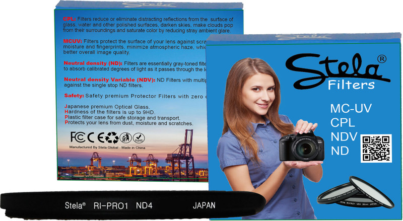 STELA Filter RI-PRO1 ND4 55mm Neutral Density ND4 filter compatible 55mm filter thread only. Center ND Filter(55 mm)