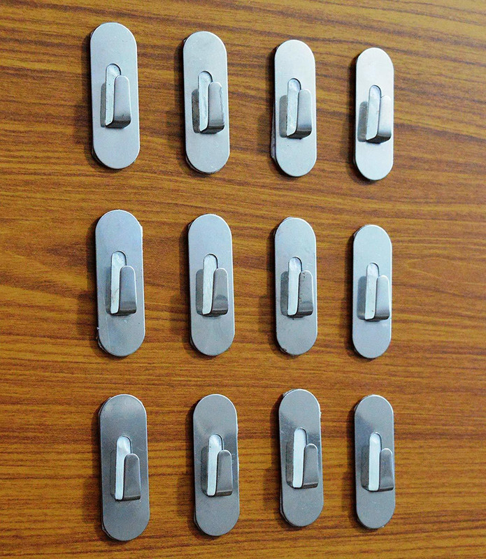 jatin jatin Multipurpose Adhesive Tape Hook,Wall Hooks for Home & Kitchen (Set of 24) 23 - Pronged Hook(Silver Pack of 24)