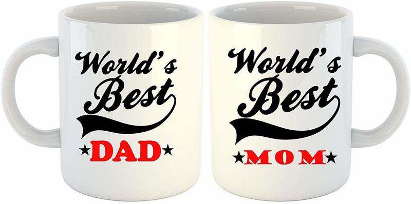 karan digital work World's Best Mom Dad Printed Set of 2 Coffee 330 Ml Coffees Ceramic Mug(325 ml, Pack of 2)