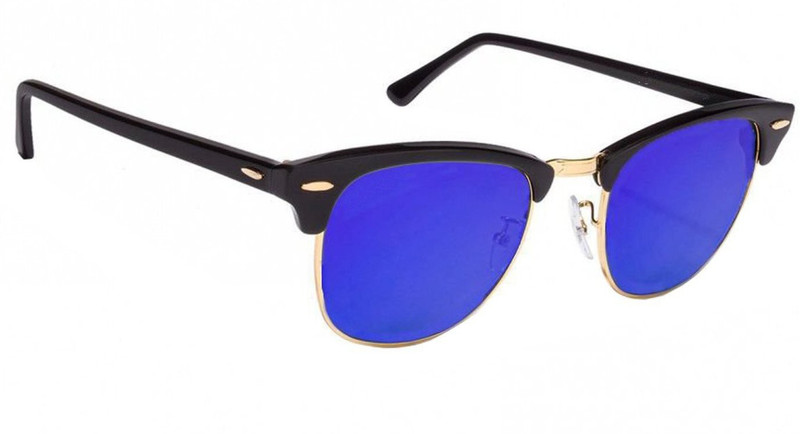 jazz style Clubmaster, Retro Square, Rectangular Sunglasses(Blue)