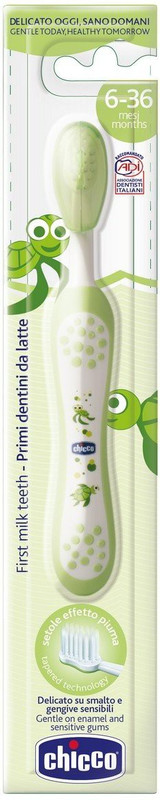 Chicco First Milk Teeth Green 6-36M Soft Toothbrush Extra Soft Toothbrush