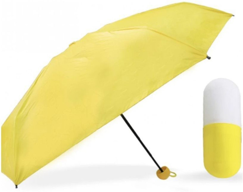 asha enterprises Stylish & Cute Mini Capsule Travel Umbrella 4 Fold Strong & UV Proof Sun-Rain Umbrella Umbrella(Yellow)