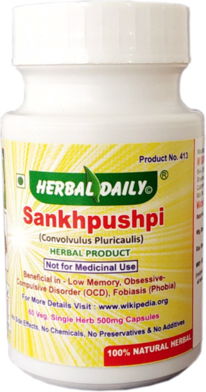 herbal daily Sankhpushpi 500 mg Veg. capsules for Brain & Memory booster(60 No)
