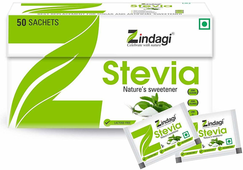 zindagi Stevia Sachets - 100% Natural Sweetener - Pure Stevia Sugar Sachets Sweetener(100 g, Pack of 2)
