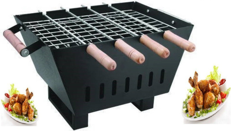 HOT BERG CharcoalBarbequeGrill4SkewersWithWoodenHandle Charcoal Grill