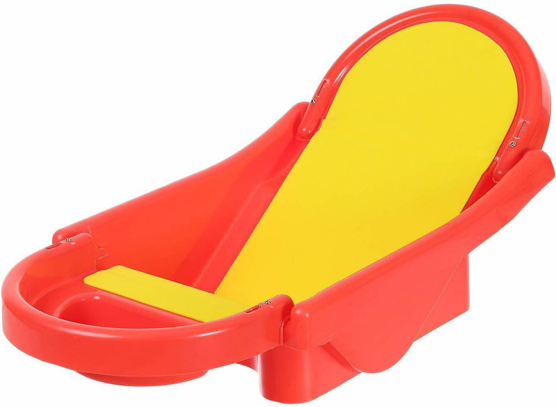 baby and kids Foldable Non-Toxic Plastic Baby Bath Tub with Anti-Slip Base (Red)(red color)