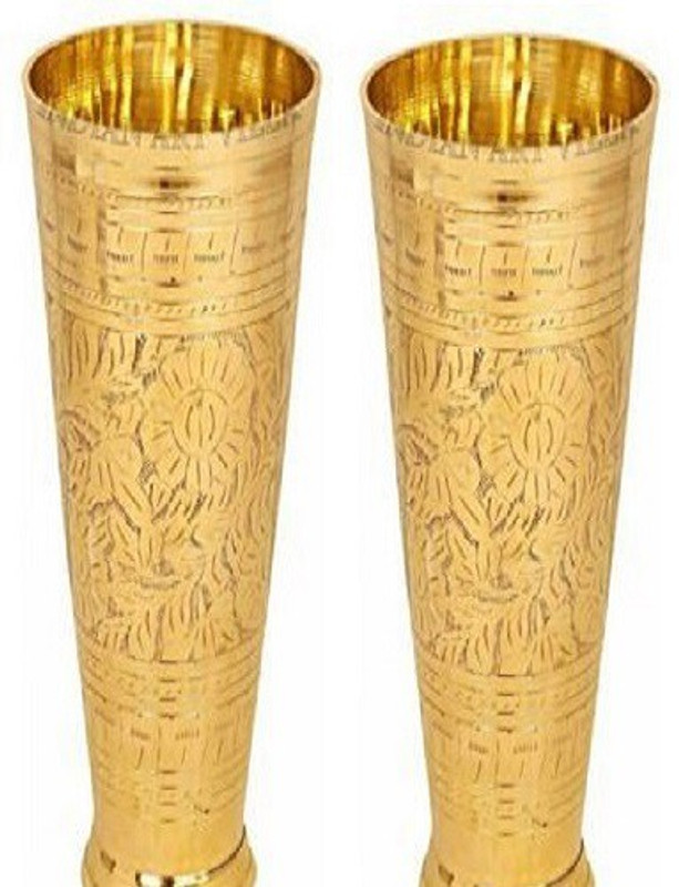 rkdenterprises 2 big brass glass Glass(Brass, 1350 ml, Gold, Pack of 2)