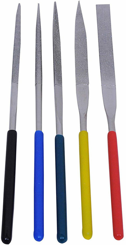 JON BHANDARI 5pcs Diamond Coated Needle File Set Big 5x180mm Knife Sharpening Steel(Steel)