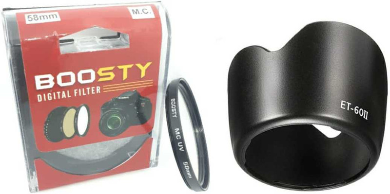 BOOSTY Flower Lens Hood + 58mm M.C.U.V. filter for Eos Camera Lens  Lens Hood(58 mm, Black)