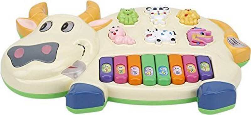 windsales Cow Musical Piano with 3 Modes Animal Sounds, Flashing Lights & Wonderful Music(Multicolor)