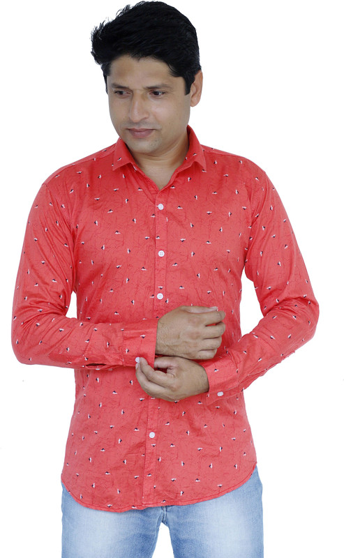 rock star fashion Men Printed Casual Red Shirt