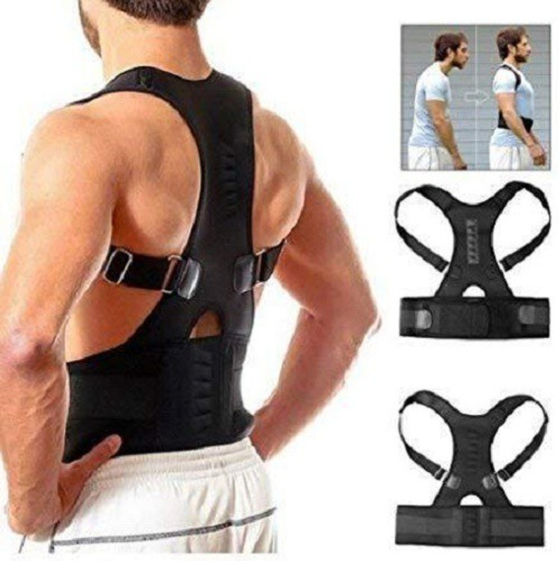 flauntis Adjustable Posture Corrector Belt (UNISEX) Back Support(Black)