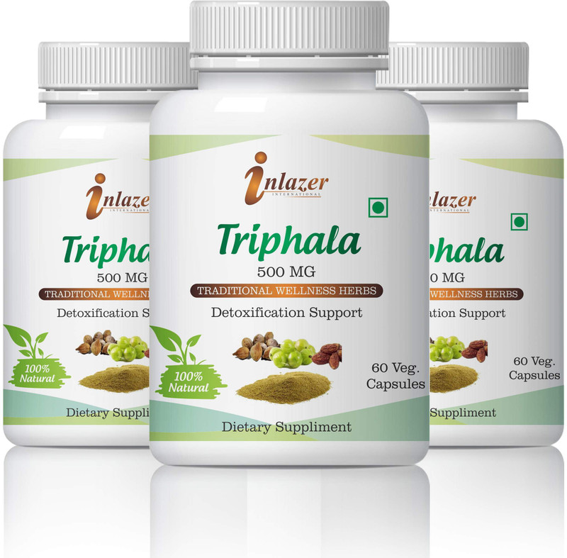 Inlazer Herbs Triphala Bowel Wellness100 Natural 180 Capsule 500mg(180
