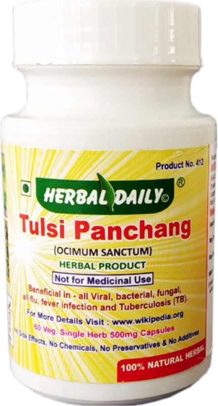 herbal daily Tulsi Panchang 60 Veg. Single Herb 500mg Capsules(60 No)