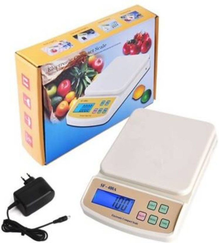 Gentle e kart ™ 10kg Vegetable Kitchen SF 400A Adapter Charger Weighing Scale(White)