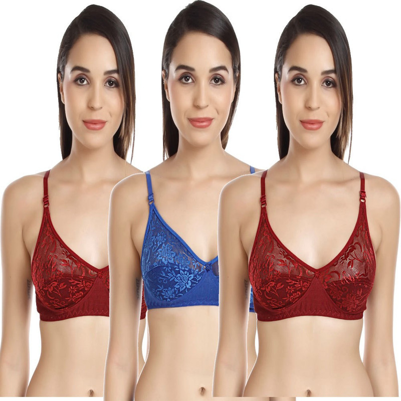 monvelli NET BRA Women Push-up Non Padded Bra(Maroon)