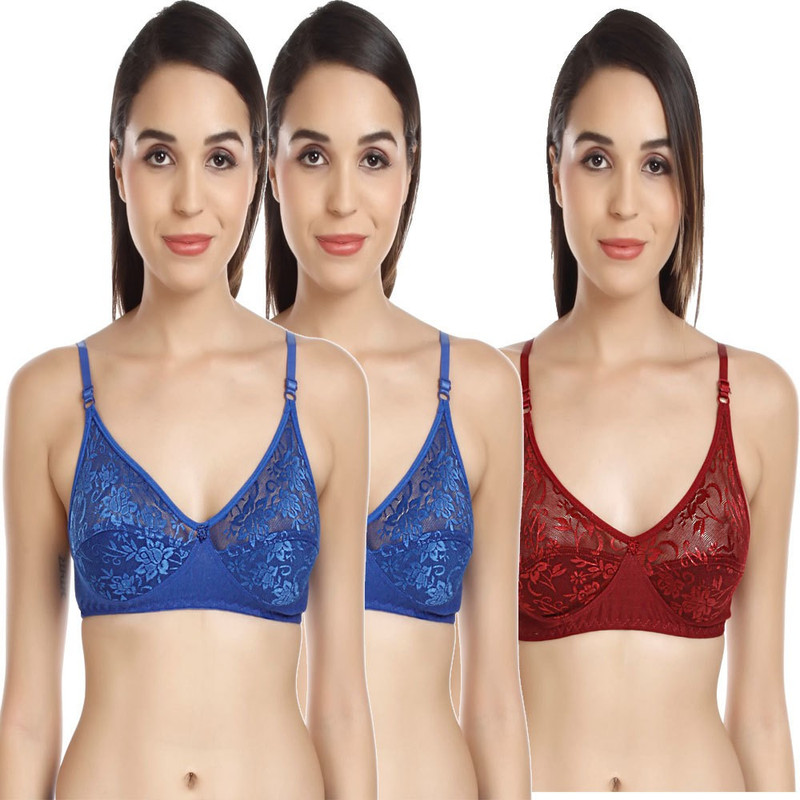 monvelli NET BRA Women Push-up Non Padded Bra(Multicolor)