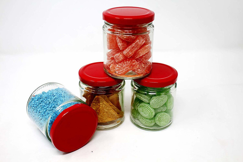 windsales glass jar  - 200 ml Glass Grocery Container, Fridge Container, Oil Container, Tea Coffee & Sugar Container, Spice Container, Pickle Container & Salt Pepper Container(Pack of 4, Clear)
