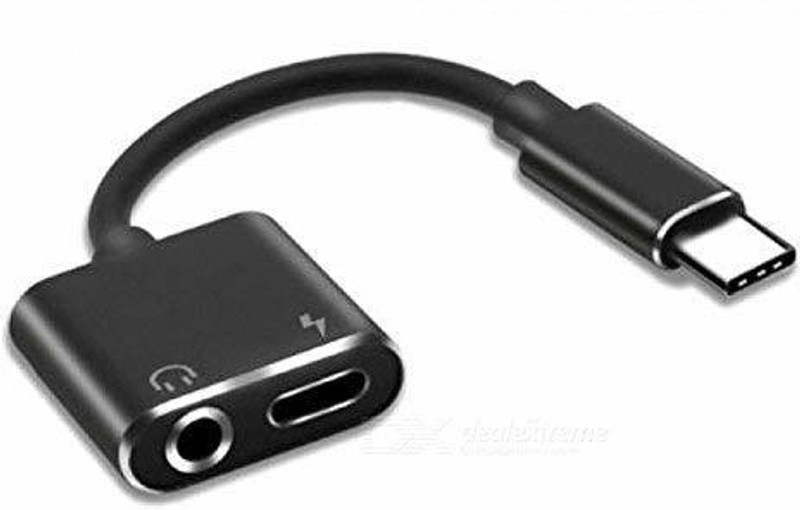 venvik 2in1 Type-C Audio Charging Adapter 0.2 m Headphone Adapter(Compatible with Type C Devices, Black)