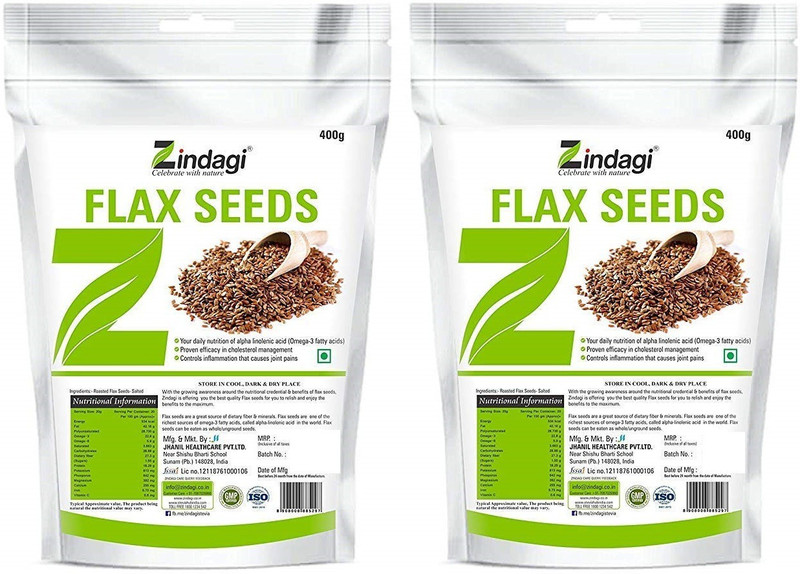 zindagi Roasted Flax Seeds(800 g, Pack of 2)