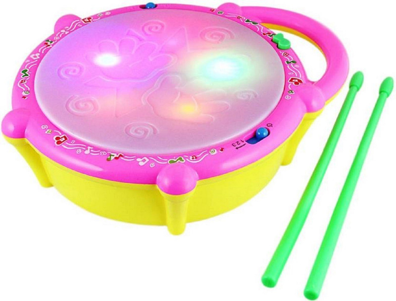 jmv Flash Musical Drum for Kids Musical Drum with 3D Light s with Sticks Set(Multicolor)