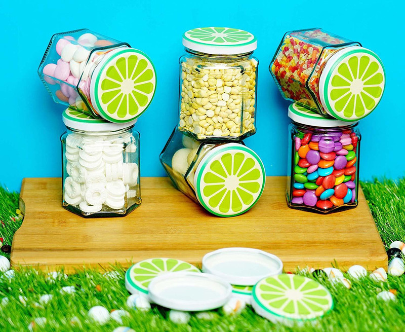 windsales glass jar  - 200 ml Glass Grocery Container, Fridge Container, Oil Container, Tea Coffee & Sugar Container, Spice Container, Pickle Container & Salt Pepper Container(Pack of 6, Clear)