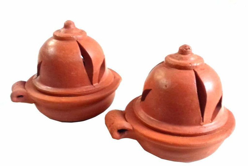 salem pottery shop Earthenware (Pack of 2) Hanging Diya(Height: 4 inch)