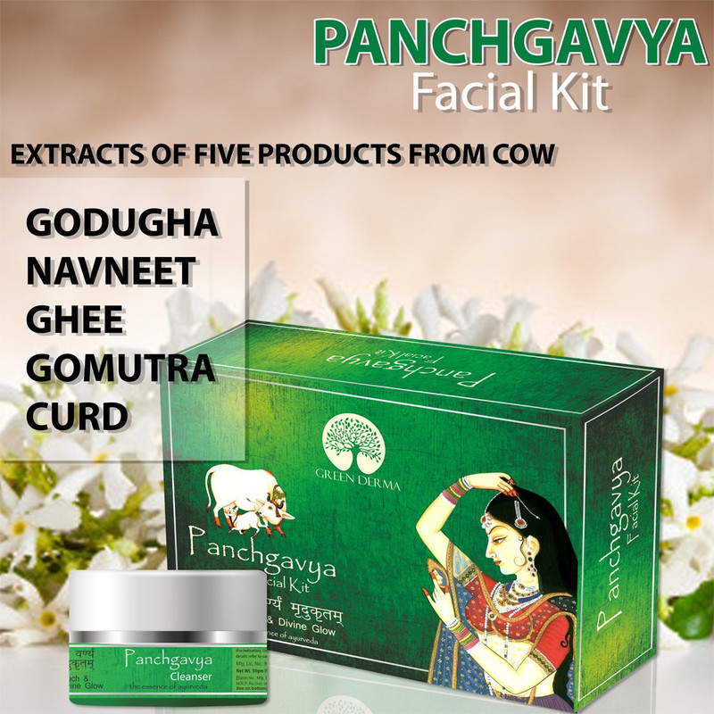 green derma Panchgavya Facial Kit, enhances radiance, brightness, glow of skin 250 g(Set of 5)