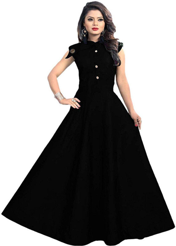 patel enterprise Anarkali Gown(Black)
