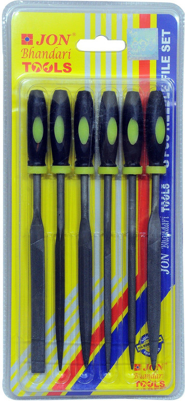 JON BHANDARI Assorted File Set with Handle- 6" Knife Sharpening Steel(Steel)