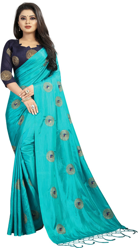 arlima Embroidered Daily Wear Pure Silk, Poly Silk Saree(Blue)